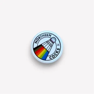 Small fridge magnet featuring the Northern Cocks badminton shuttlecock logo